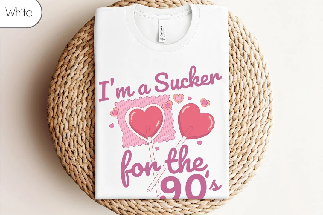 Sucker for the 90's Valentine's Day Shirt, 90's Kid Valentines Day, Millennial Shirt, Gift for Be... | Etsy (US)