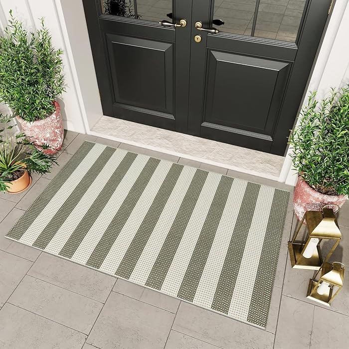OJIA Outdoor Rug 3'x5', Washable Entryway Rugs Indoor Front Door Mat Cotton Woven Checkered Front... | Amazon (US)