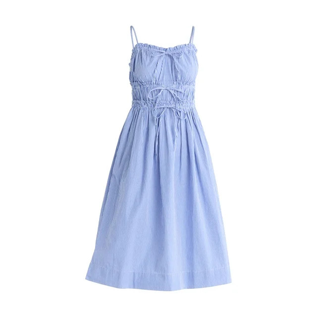 Free Assembly Women's Sleeveless Cotton Midi Dress with Bow Front, Sizes XS-XXL | Walmart (US)