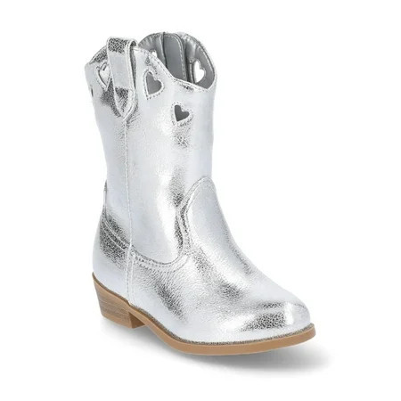 Wonder Nation Little Girls and Big Girls Metallic Heart Cowgirl Western Boot | Walmart (US)