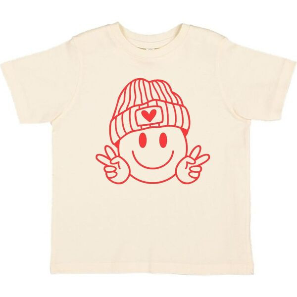 Peace, Love, Smile Valentine's Day Short Sleeve T-Shirt, Natural | Maisonette