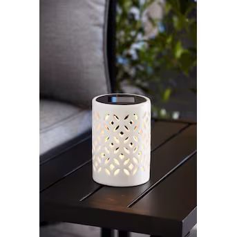 Harbor Breeze 3.86-in x 5.51-in White Ceramic LED Light Outdoor Decorative Lantern | Lowe's