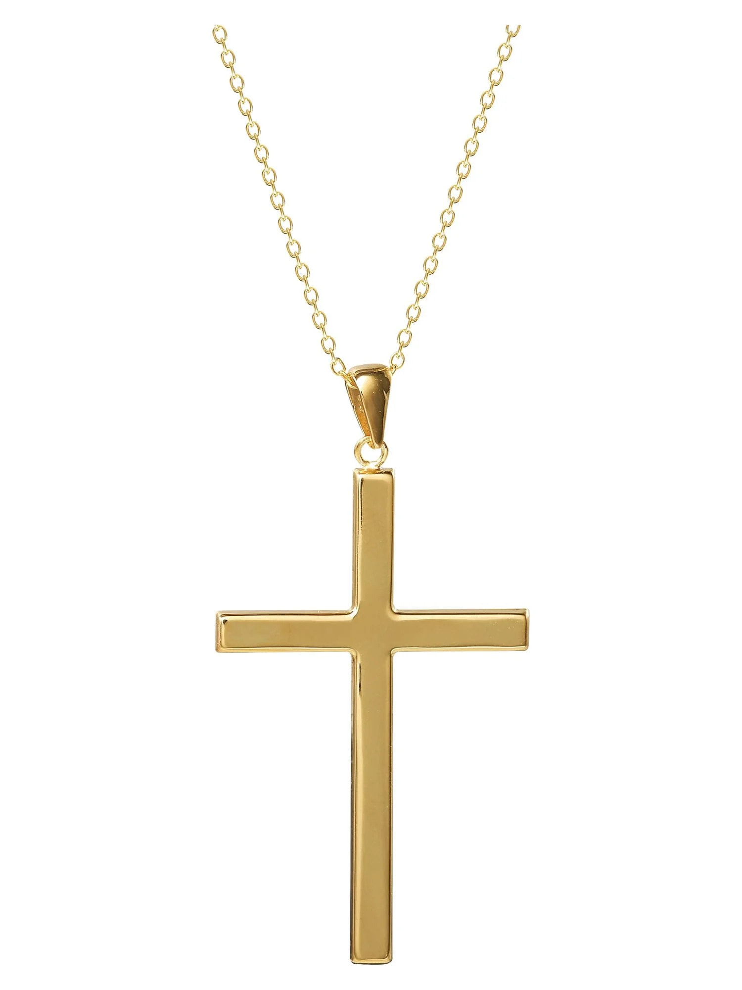 Women's Sterling Silver 14KT Plated Cross Pendant, 18" Chain | Walmart (US)