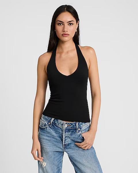 Body Contour High Compression V-Neck Halter Tank | Express