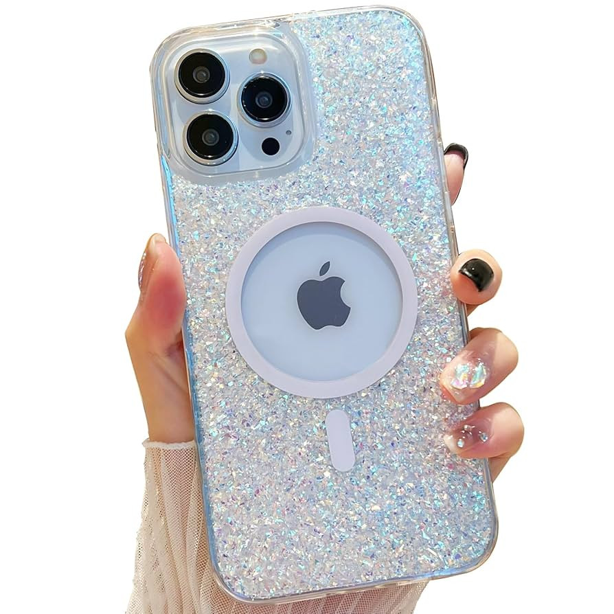 Cute Glitter for iPhone 16 Pro Max Case [Compatible with MagSafe] Bling Sparkle Phone Case with 1... | Amazon (US)