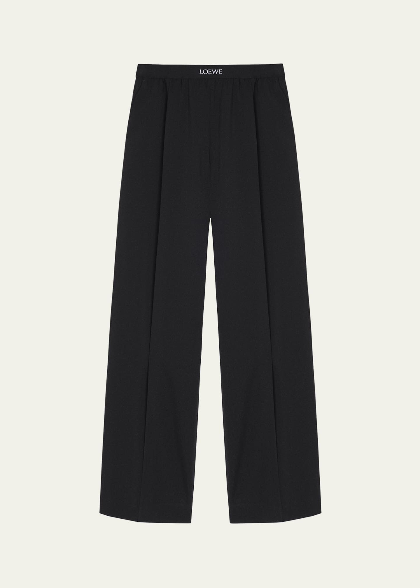 Loewe Logo Waistband Wide-Leg Trousers | Bergdorf Goodman