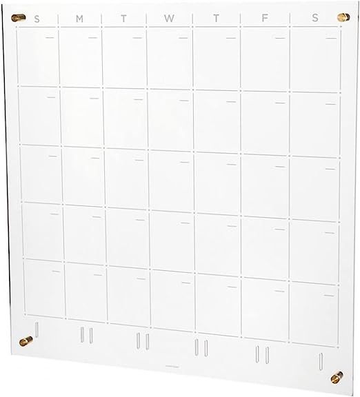 russell+hazel Acrylic Monthly Wall Calendar, Clear and Gold-Tone, Includes Wet Erase Markers and ... | Amazon (US)