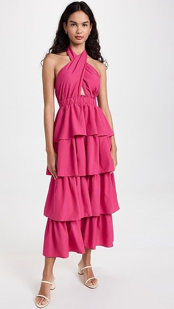 endless rose Crossed Halter Neck Tiered Maxi Dress | SHOPBOP | Shopbop