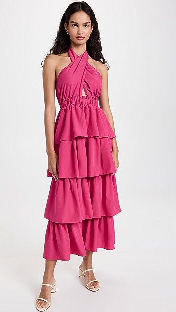 endless rose Crossed Halter Neck Tiered Maxi Dress | SHOPBOP | Shopbop