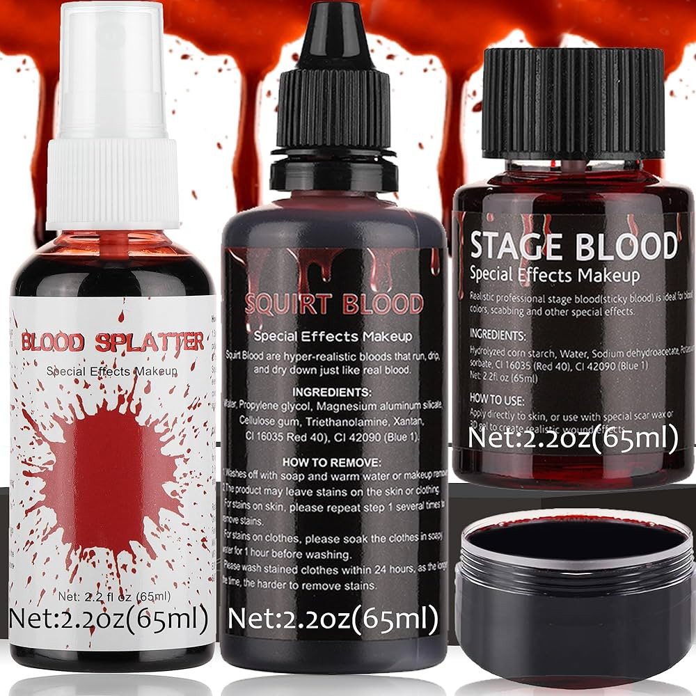 CCbeauty 7.6oz Halloween Fake Blood Makeup Kit - Blood Spray+Squirt Blood+Stage Blood, Realistic ... | Amazon (US)