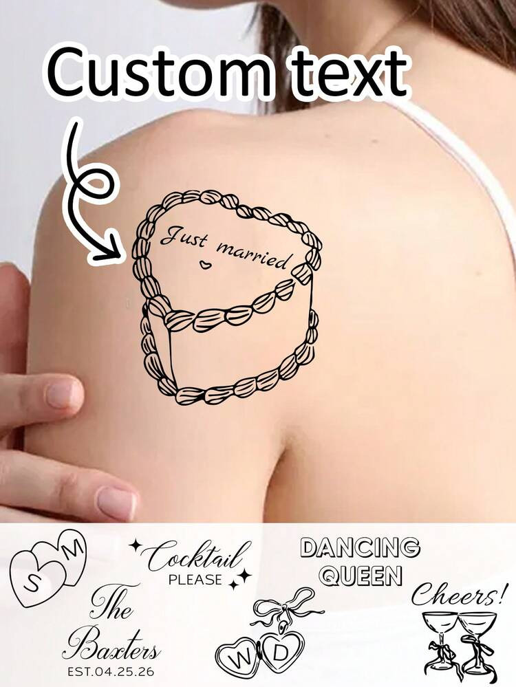 30-300Pcs Custom Text Line Temporary Tattoos, Personalized Fake Tattoos, Wedding Tattoo Stickers,... | SHEIN