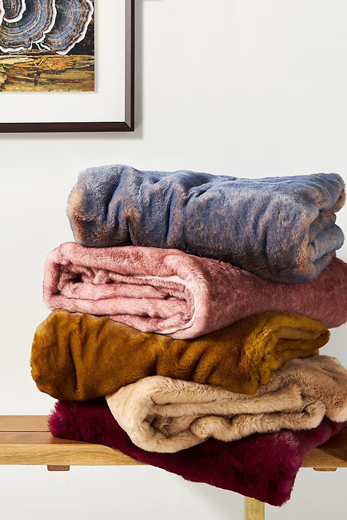 Aleksi Faux Fur Throw Blanket | Anthropologie (US)