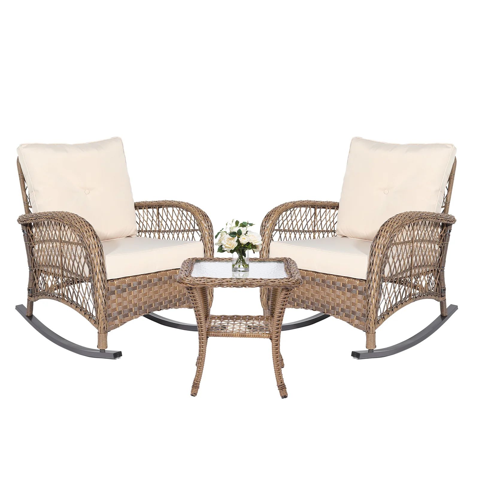 Vredenburgh Wicker/Rattan 2 - Person Seating Group with Cushions | Wayfair North America