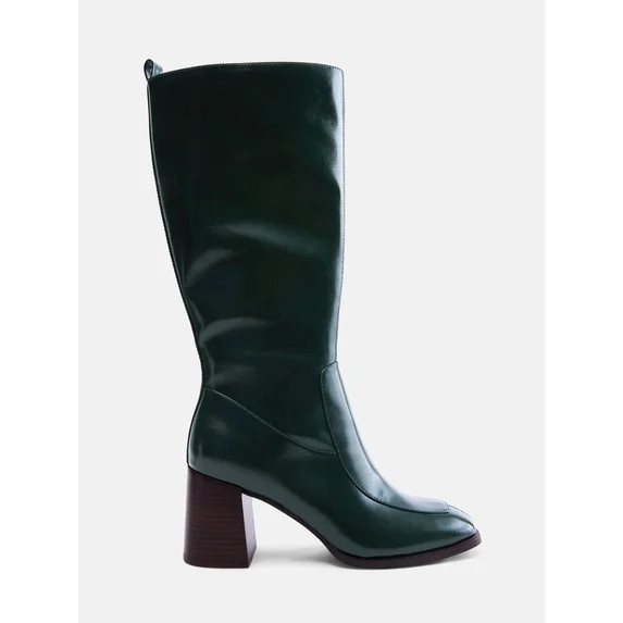 Free Assembly Women's Faux Leather Square Toe Tall Boots | Walmart (US)
