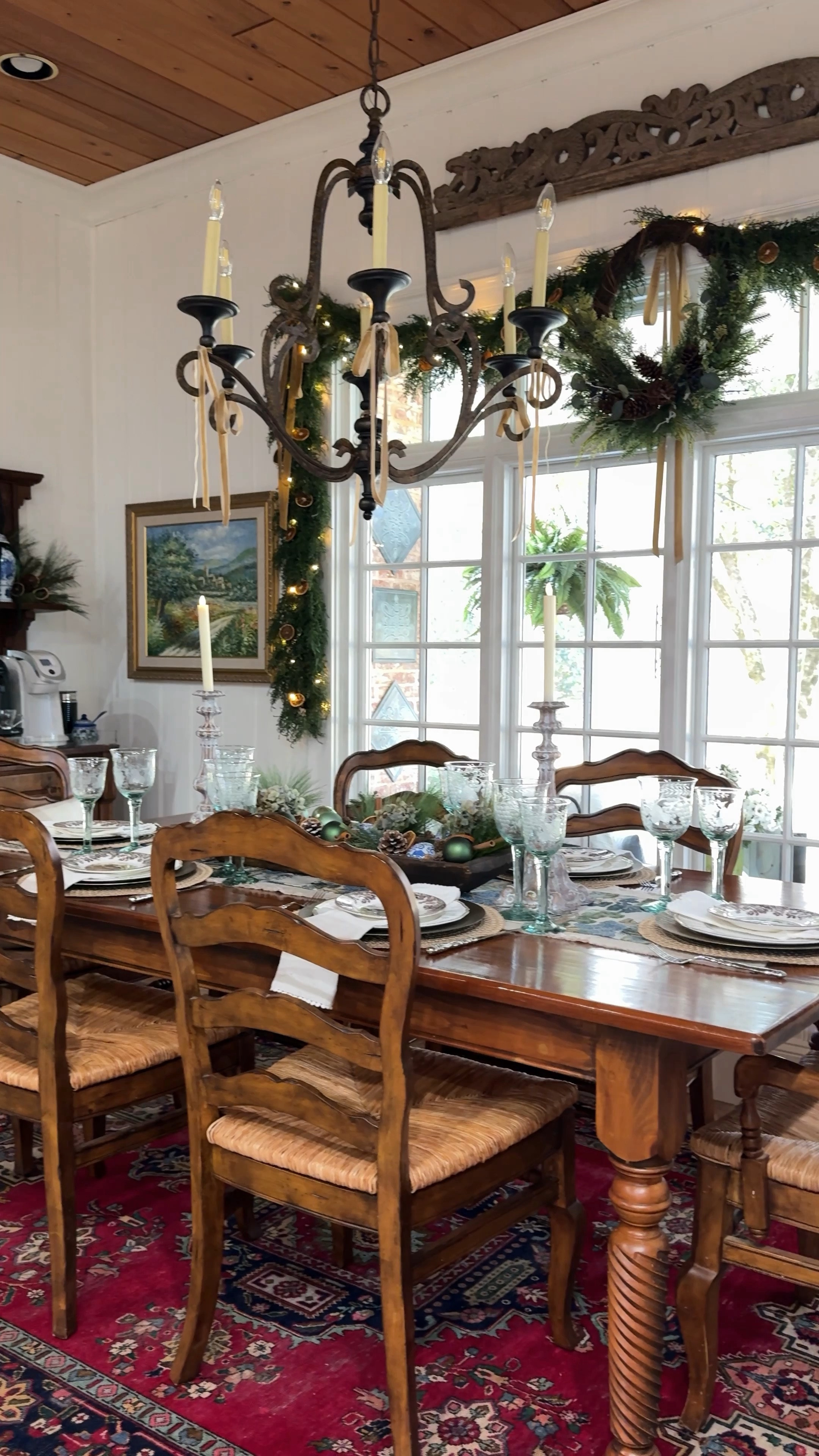 Nearly Natural cedar garland. I used 4 here around the window. I added one strand of mini lights and a gorgeous cedar and berry wreath in the center. 

#christmasgarland #christmaswreath #cedar 

#LTKhome #LTKHoliday #LTKSeasonal