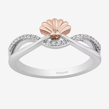Enchanted Disney Fine Jewelry Womens 1/10 CT. T.W. Mined White Diamond 14K Rose Gold Over Silver ... | JCPenney