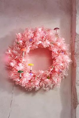 Faux Snowy Glitter Wreath, Blush | Anthropologie (US)