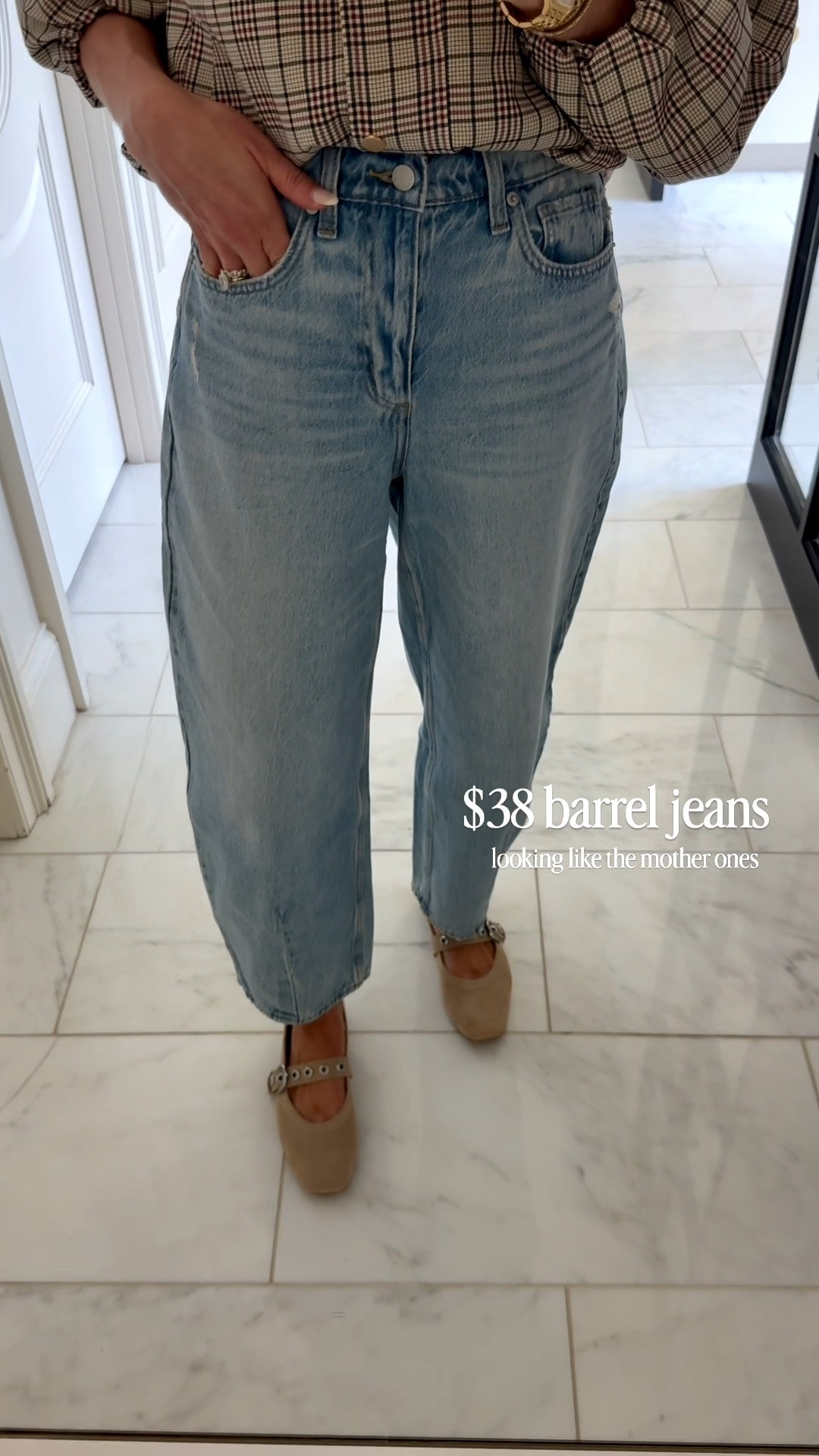 Target just stocked these barrel jeans for fall. Very impressed with the look and fit- looks similar to the mother barrel jeans. These fit tts wearing size 2 regular and I'm 5'7 for reference