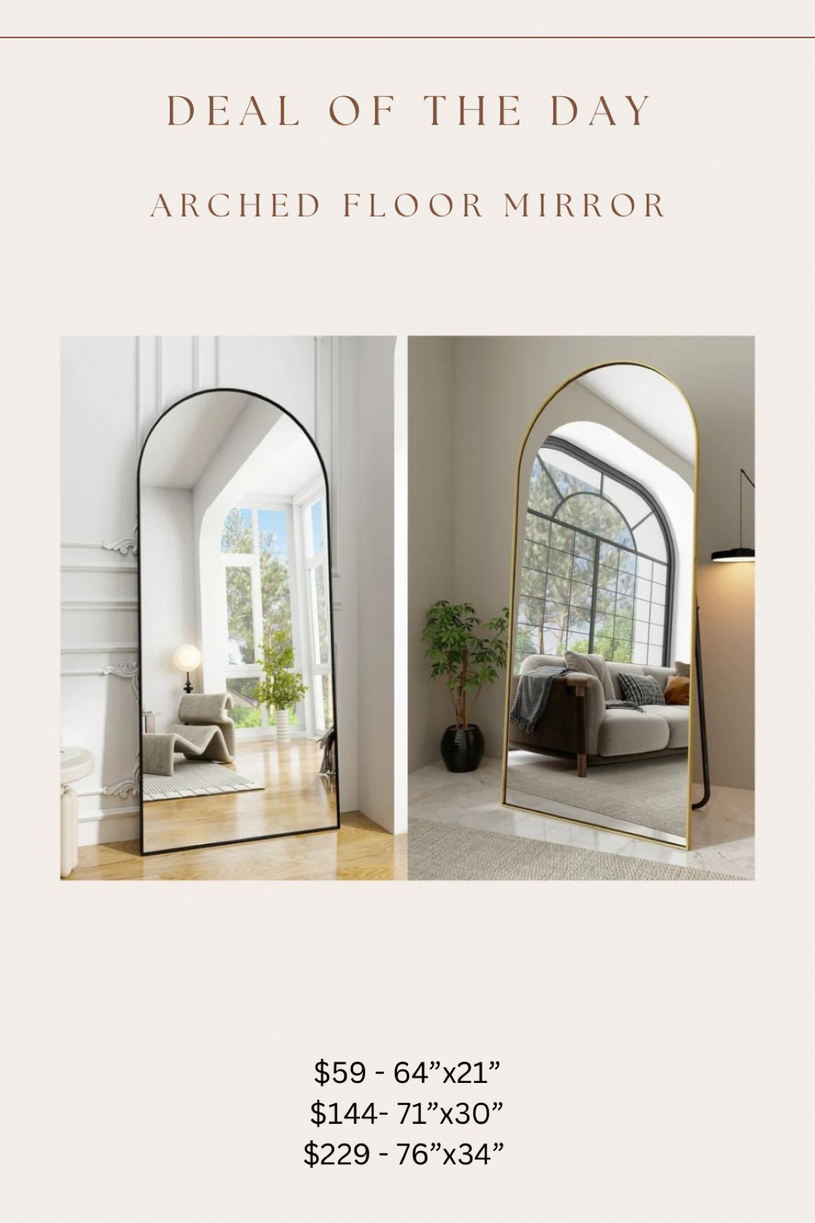 The best priced & best reviewed arched floor mirror is back in stock in all sizes & colors!!!


#LTKSpringSale #LTKhome #LTKsalealert