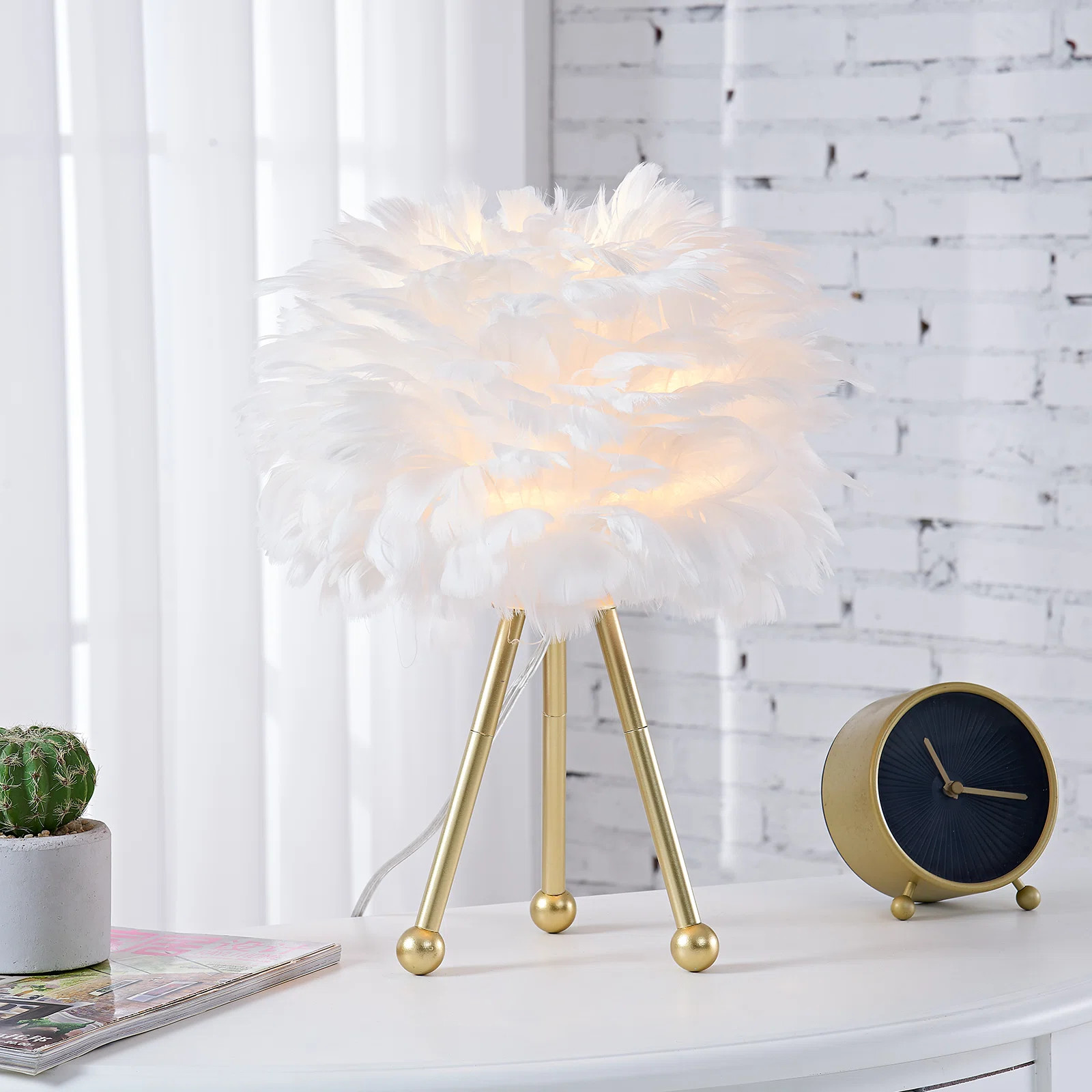 Marjorie 14.5" Tripod Feather Table Lamp | Wayfair North America