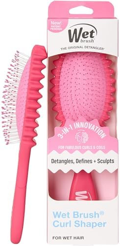 Wet Brush Curl Shaper Detangler Brush, Pink, Curl Defining for Curly and Coily Hair Types, Intell... | Amazon (US)