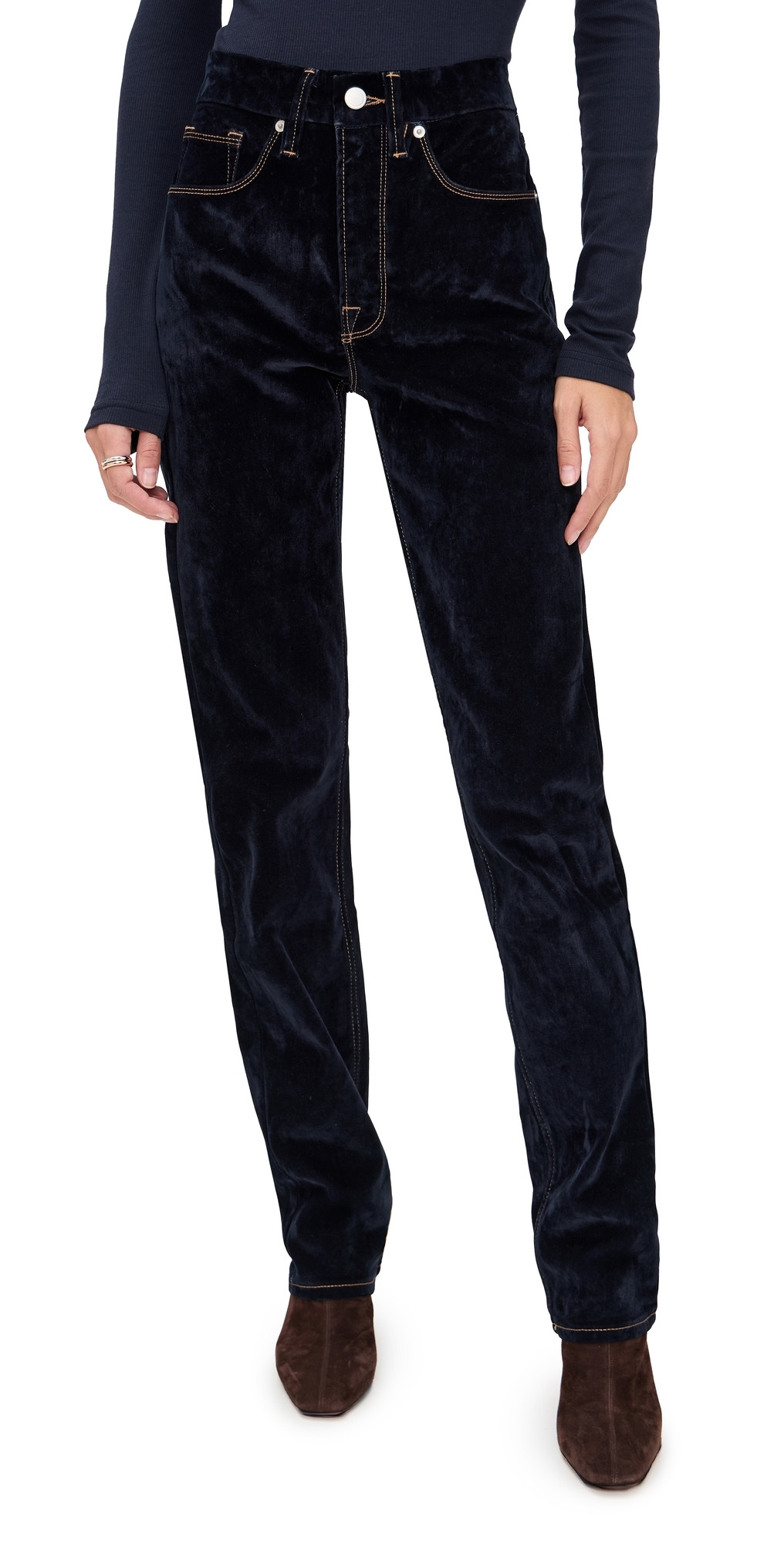 Good American Good Icon Straight Velvet Denim Jeans Indigo939 15 | Shopbop