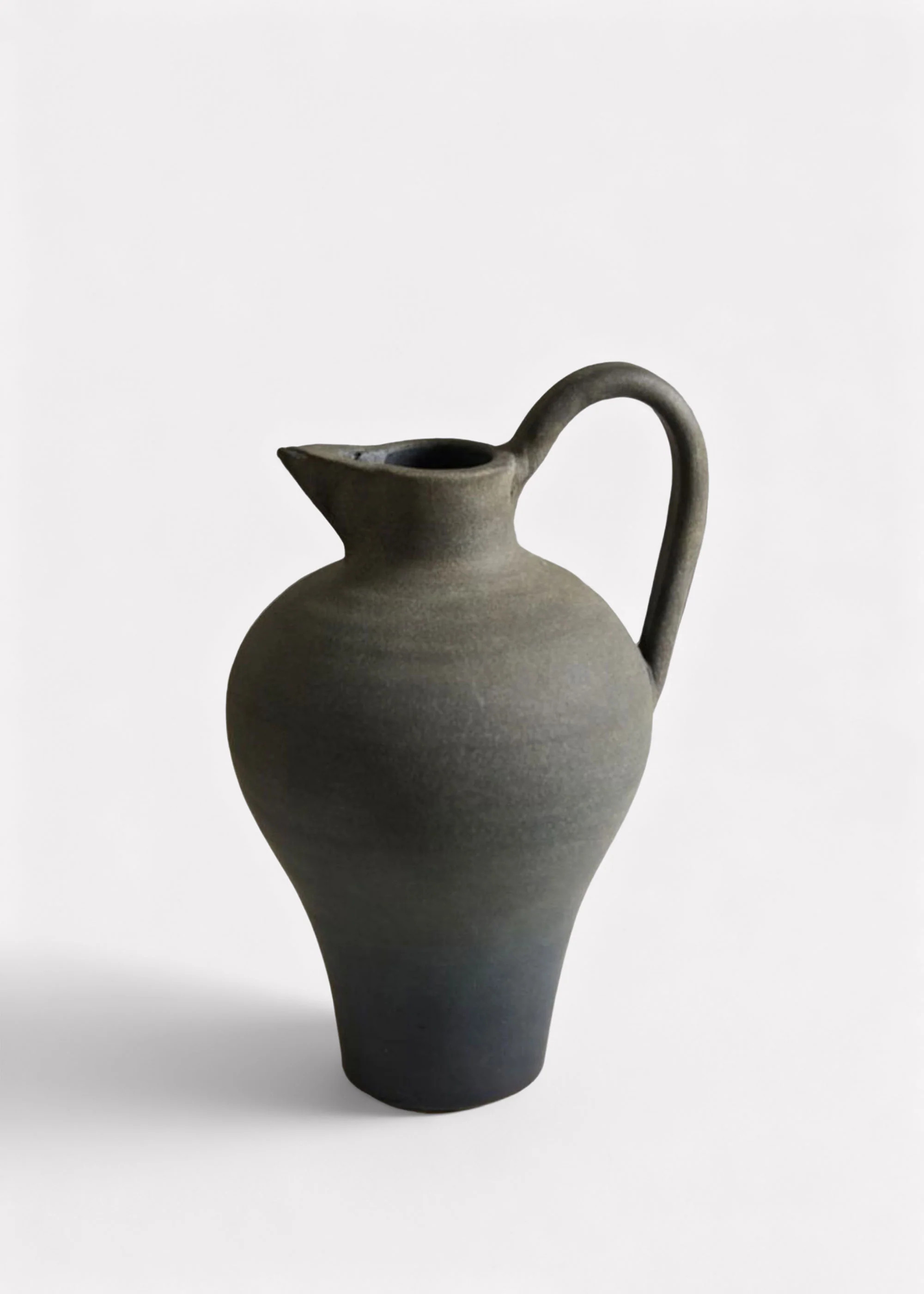 Handmade Terra Cotta Pitcher Vase with Handle in Aged Black - 11.75" | Afloral