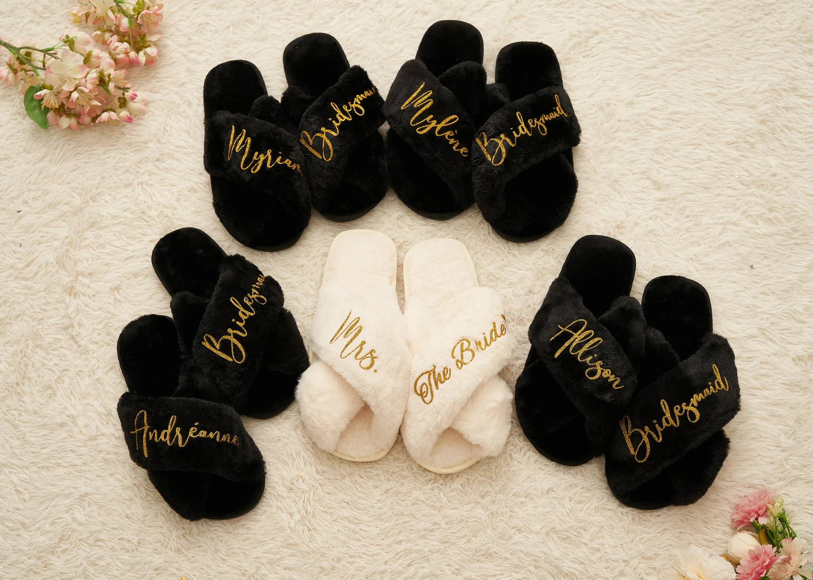 Bride Fluffy Slipper,gift for Flower Girl, Personalized Mother's Day Gift,custom Bridal Shower Gi... | Etsy (US)