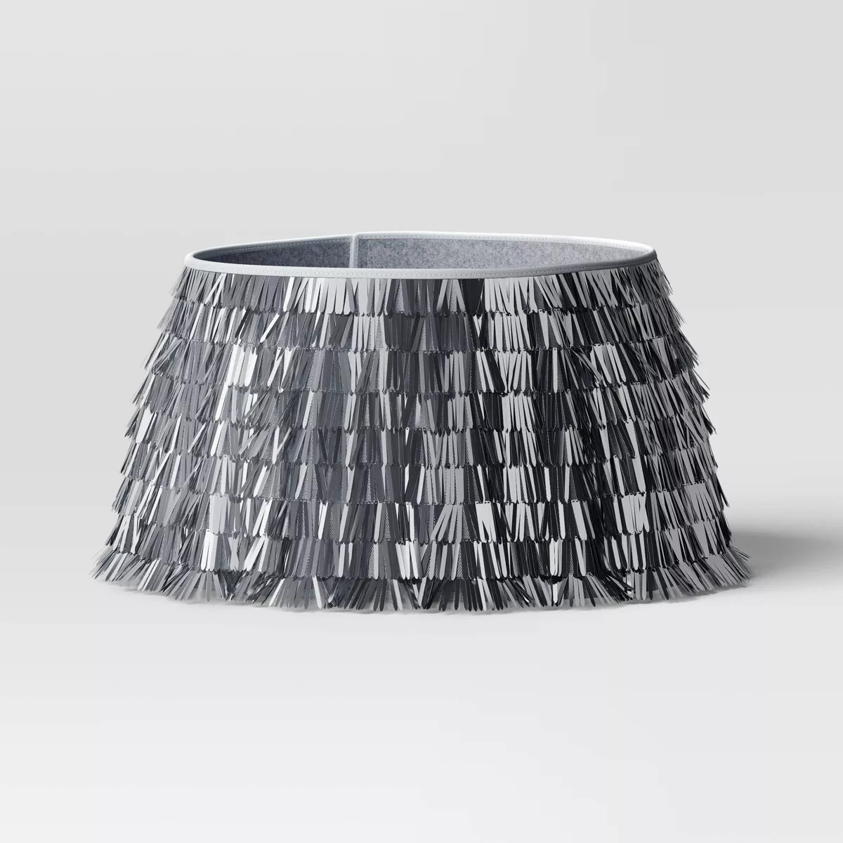 Christmas Mirrored Metallic Fringe Fabric Tree Collar Silver - Wondershop™ | Target