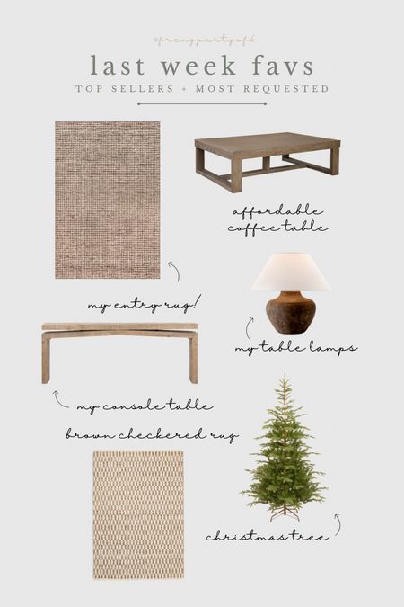Last week’s favorites and best sellers! Use code CFRENG15 on the Melrose rug to save! Affordable coffee table, console table, lamp, checkered rug, Christmas tree, affordable home 

#LTKhome #LTKsalealert #LTKfindsunder100