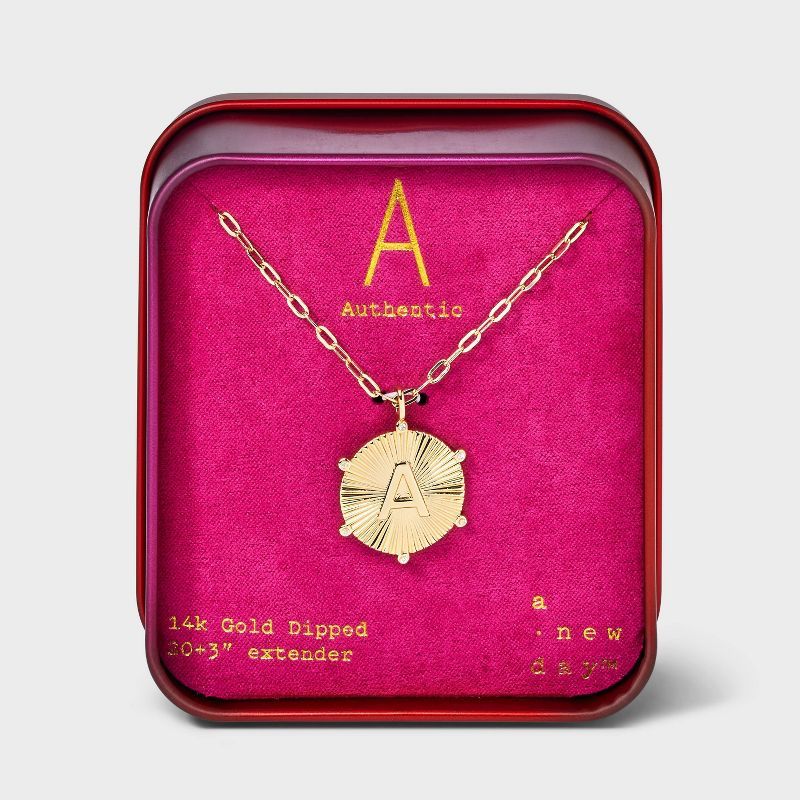 14K Gold Dipped Diamond Ray Disc Initial "L" Pendant Necklace - A New Day™ Gold | Target