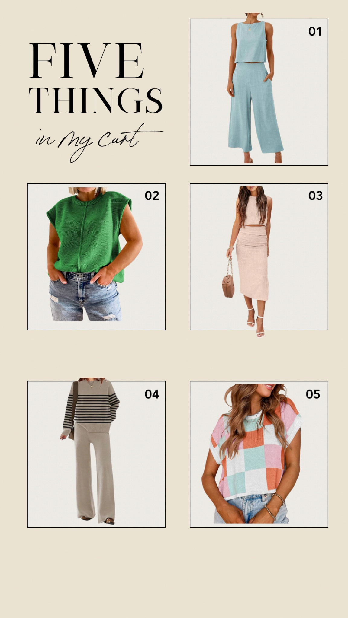 Amazon what’s in my cart


amazon, amazon fashion, amazon spring sale, amazon spring sale event, summer outfit, bright summer outfit, colorful outfit, two piece set, lounge wear, linen set, linen outfit, comfy outfit, casual outfit, checkered outfit




#LTKfindsunder100 #LTKstyletip #LTKtravel