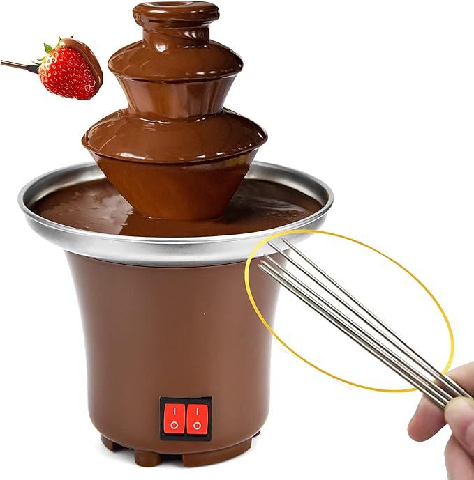 SK CASA Chocolate Fondue Fountain - 3 Tiers Electric Melting Machine (5 Iron Sticks Included) Min... | Amazon (US)