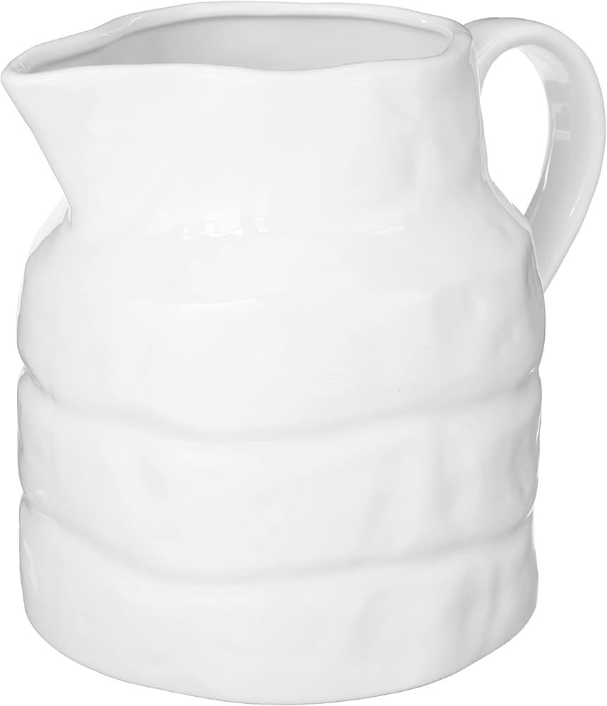 Creative Co-Op Stoneware Vintage Reproduction Pitcher, Large, White | Amazon (US)