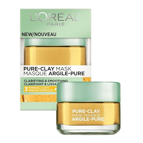 L'Oreal Paris Skincare Pure Clay Face Mask with Yuzu Lemon for Rough Skin to Clarify & Smooth, Cl... | Amazon (US)