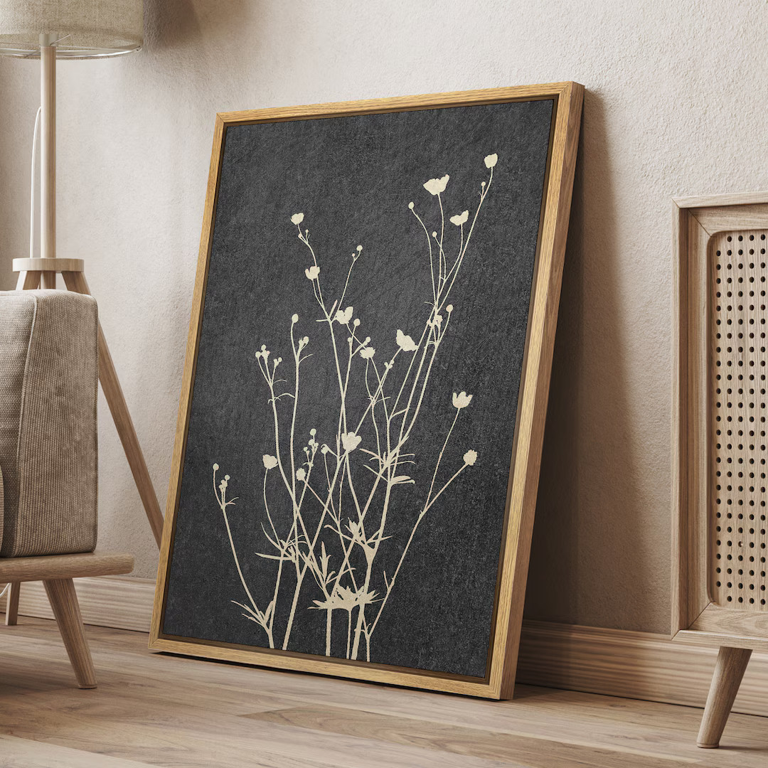 Dustinway Framed Canvas Print Wall Art Set Wildflower Botanical Illustrations Minimalist Art Mode... | Etsy (US)