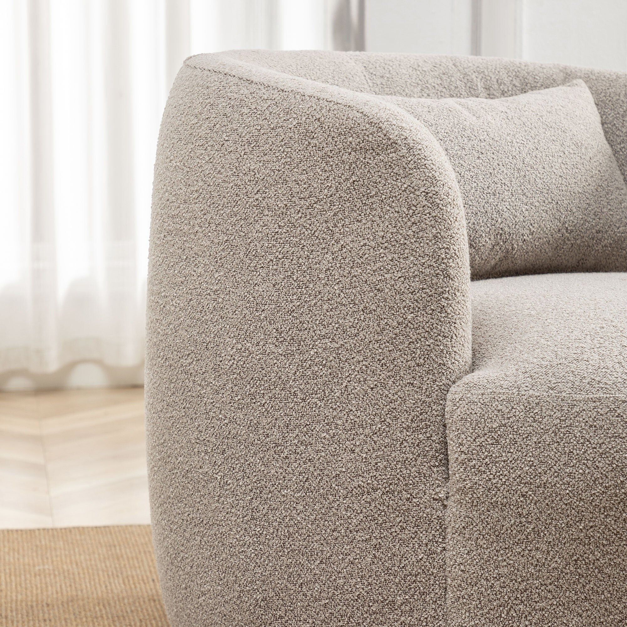 Poly Blend Boucle Fabric Upholstered Swivel Armchair Taupe | Walmart (US)