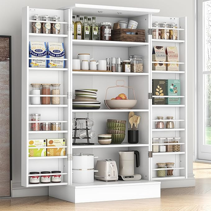 47” Pantry Cabinet, Kitchen Pantry Storage Cabinet with Doors and Adjustable Shelves,Freestandi... | Amazon (US)