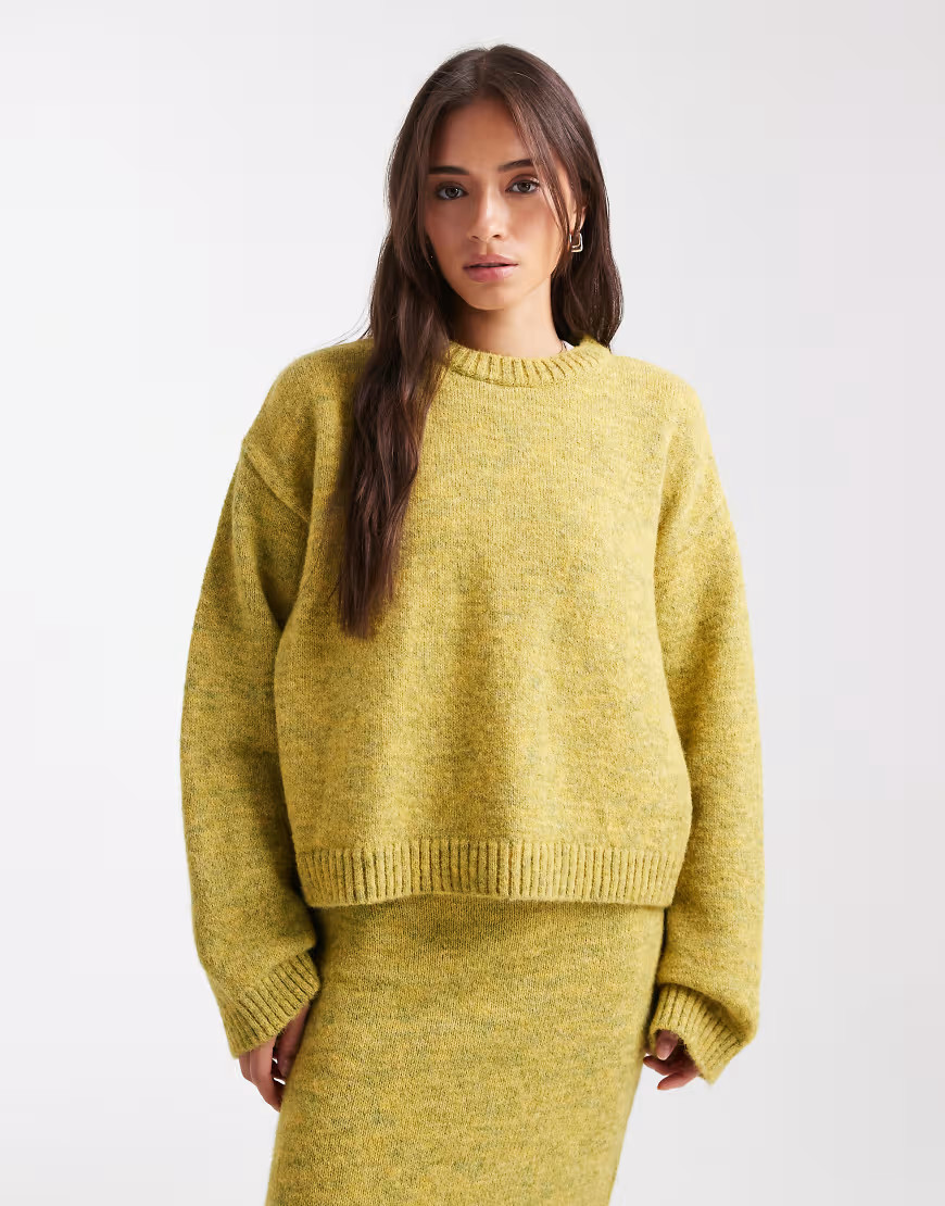 ASOS DESIGN knit wide sleeves wool look sweater - part of a set-Green | ASOS (Global)