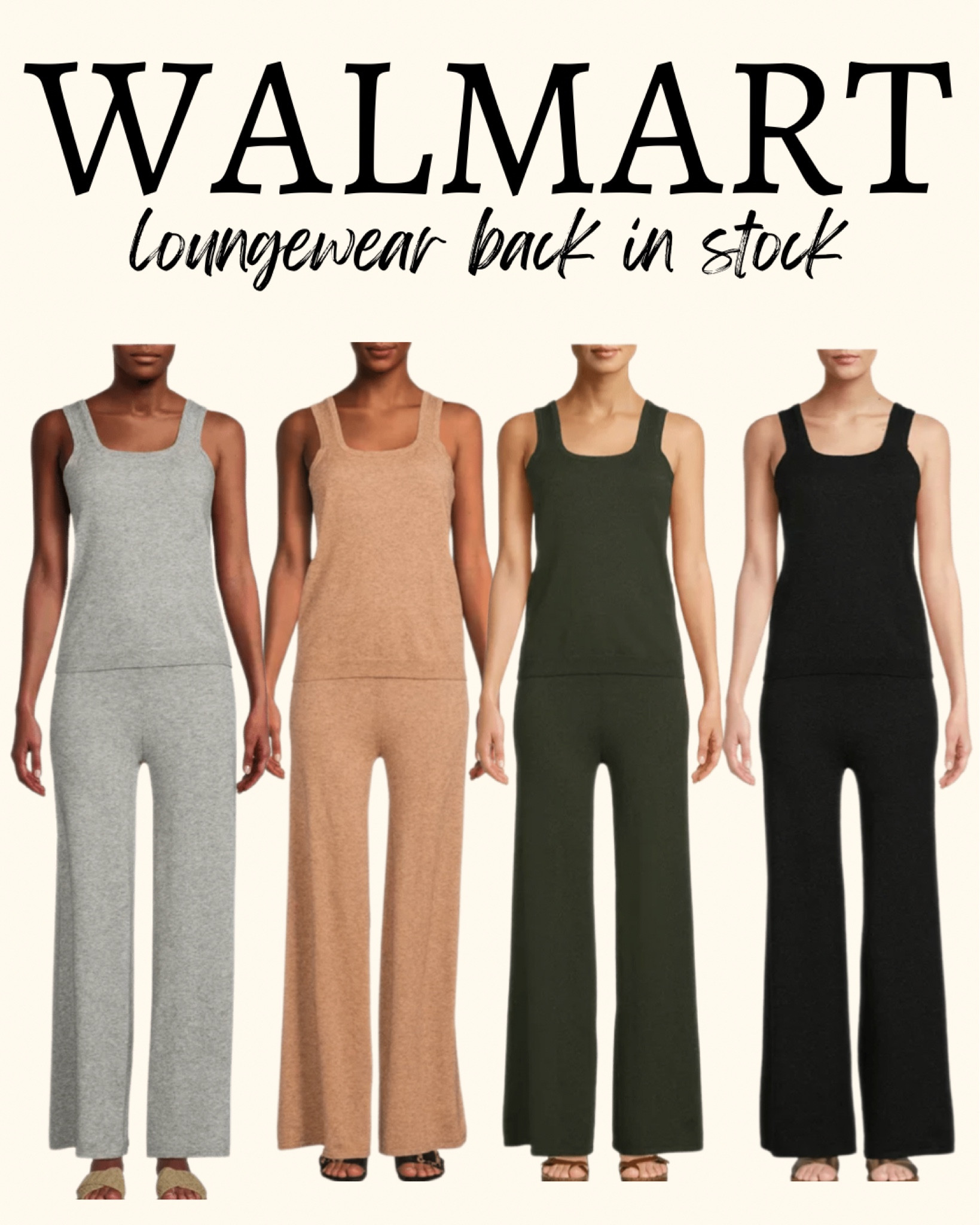 these cozy sweater tank + wide leg pant loungewear sets are back in stock in all sizes + colors!






#walmart #walmartfashion #walmartstyle #walmartfinds #newarrivAls #loungeset #loungewear #lounge #sleepwear #matchingsets #sweatersets #widlegpants #timeandtru #restock #bestseller

#LTKunder50 #LTKunder100 #LTKstyletip
