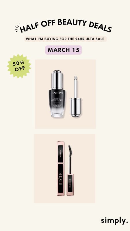 ULTA DAY 8 SALE IS HERE! Here are my best picks for the today’s sale. We only have 24hr to snag it! 

Lancome Lash Mascara & Lancome Advanced Genifique Face Serum

- ulta sale, ulta semi-annual beauty, ulta beauty, ulta makeup, ulta skincare
