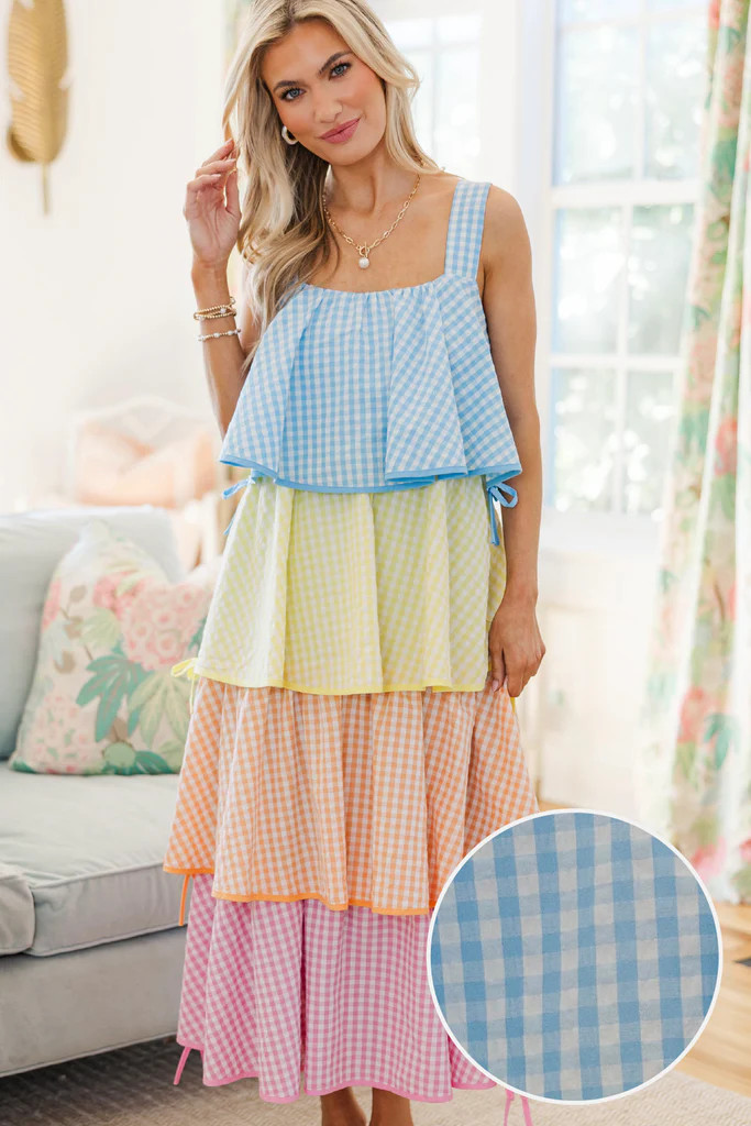 NURSING COLLECTION: Open Skies Multi Gingham Midi Dress | The Mint Julep Boutique