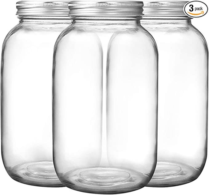 3 Pack Mason Jars 64 oz Wide Mouth with Lid and Band, Half Gallon Mason Jars with Airtight Lids ,... | Amazon (US)