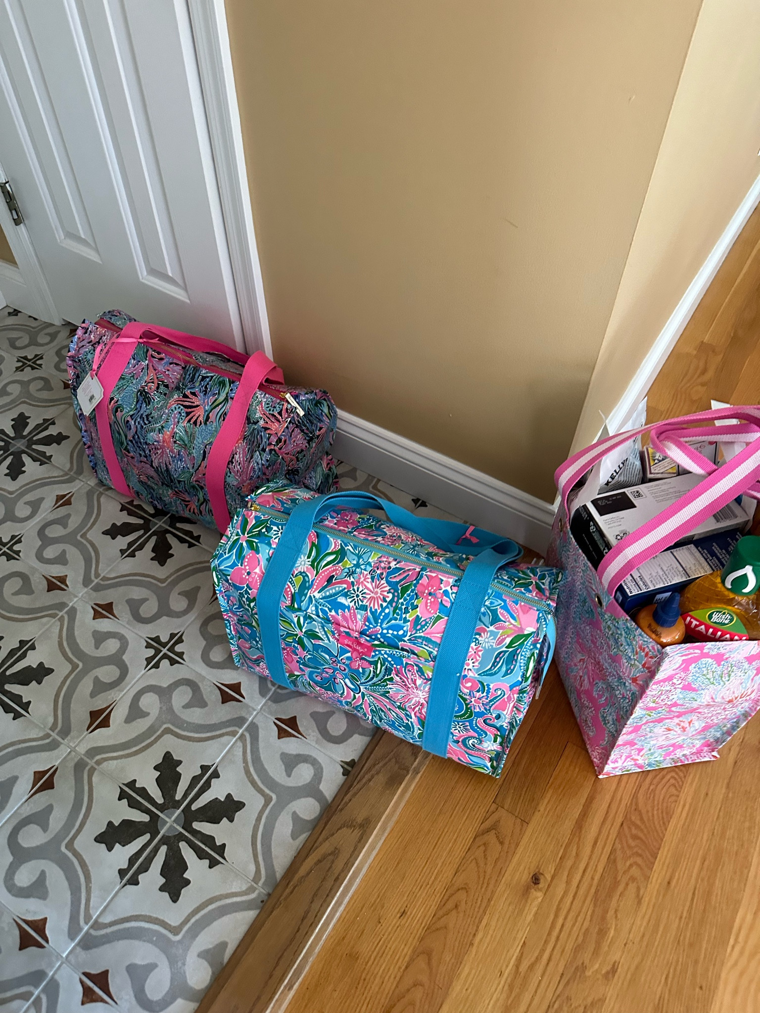 These reusable bags from Lilly Pulitzer are soooo good! They fit so much and the best part the larger size is a cooler that keeps things cold for hours! 

#LTKHome #LTKFamily #LTKTravel