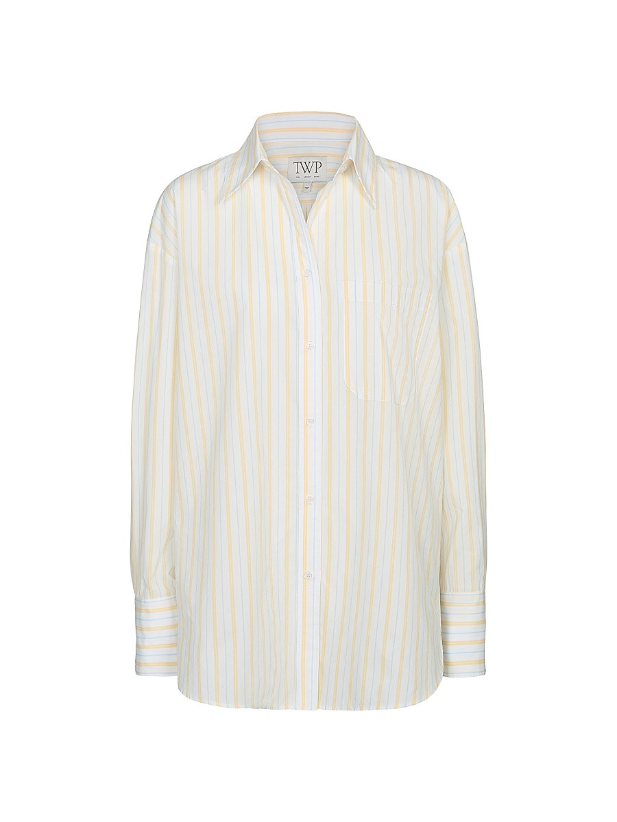 Women's Big Joe Striped Cotton Shirt - Ivory Yellow Blue - Size XS | Saks Fifth Avenue