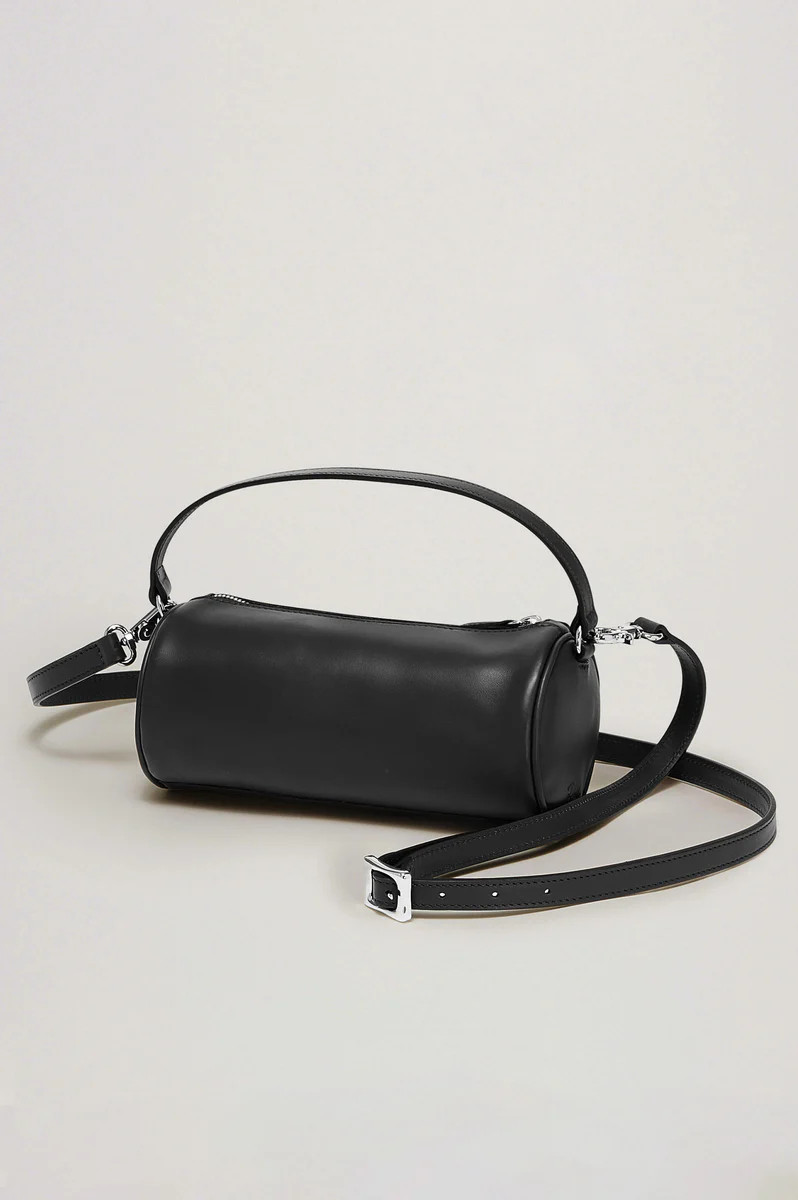 COMO MINI BARREL BAG - BLACK LEATHER | Rails