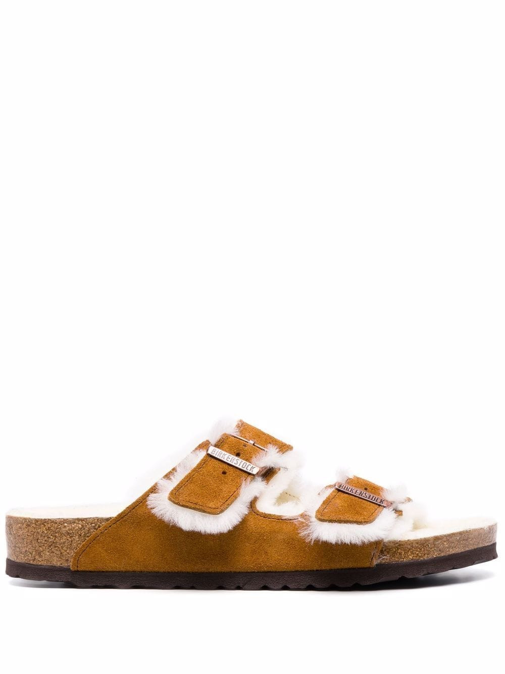 Birkenstock shearling-lined sandals - Brown | Farfetch Global
