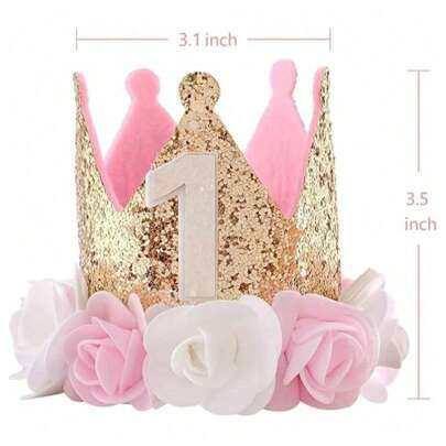 1 Rose Gold Pink Crown Decor For Baby Girls 1st Birthday, Party Decoration, First Birthday Gift For Baby Princess | SHEIN