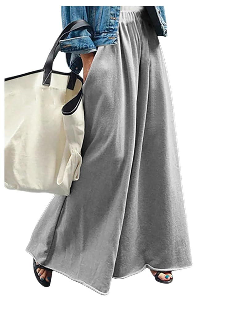 Women's Wide Leg Sweatpants High Elastic Waist Flowy Palazzo Pants Loose Baggy Pants Bottoms | Amazon (US)