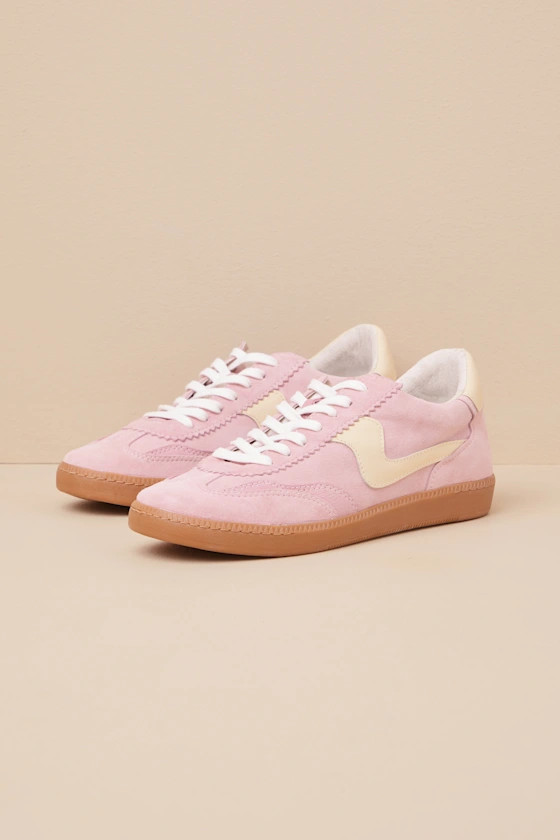 Notice Guava Suede Leather Color Block Lace-Up Sneakers | Lulus